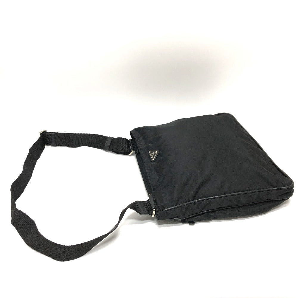 PRADA Shoulder Bag Nylon black Triangle With logo unisex(Unisex) Used Authentic