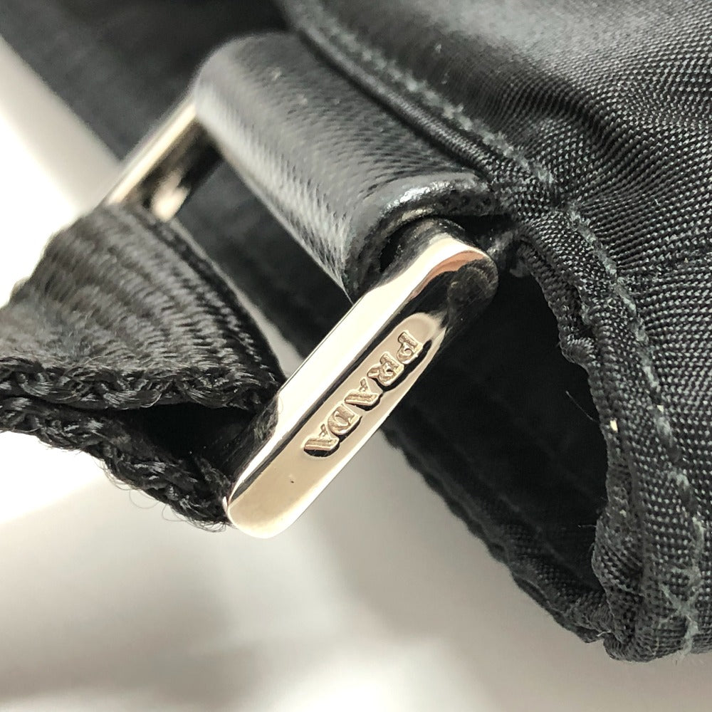 PRADA Shoulder Bag Nylon black Triangle With logo unisex(Unisex) Used Authentic