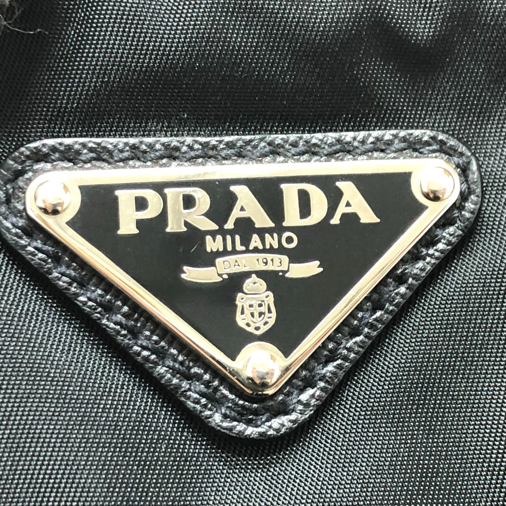 PRADA Shoulder Bag Nylon black Triangle With logo unisex(Unisex) Used Authentic