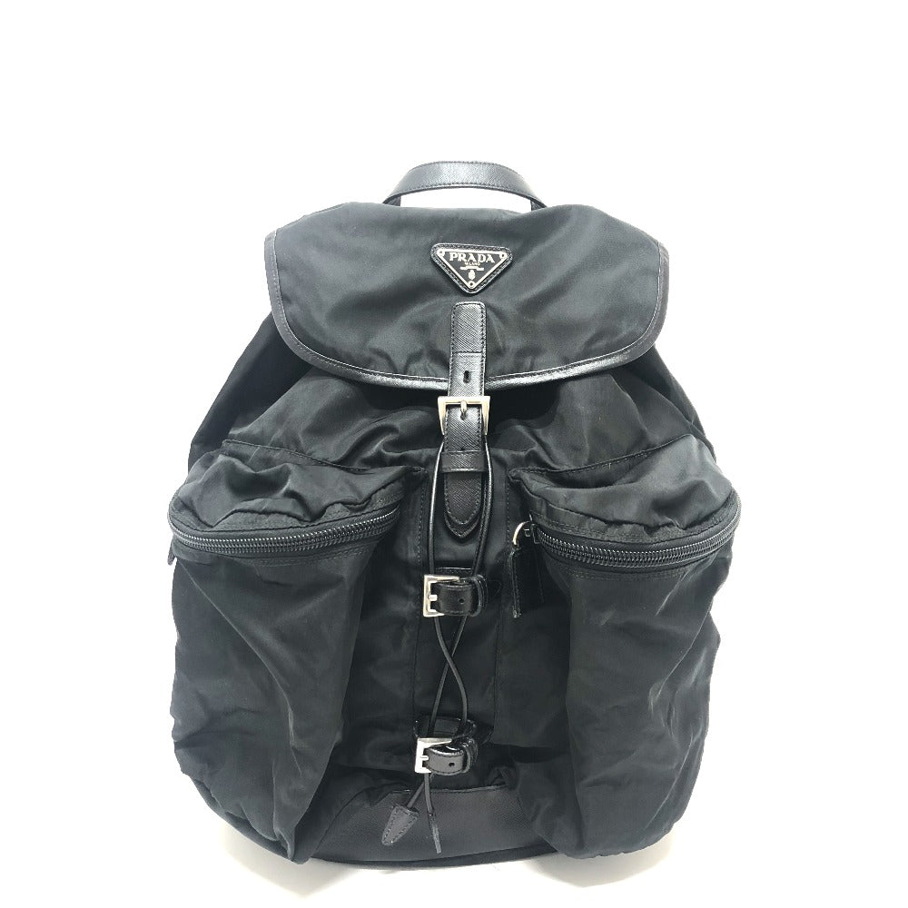 PRADA Backpack V130 Nylon black Double pocket