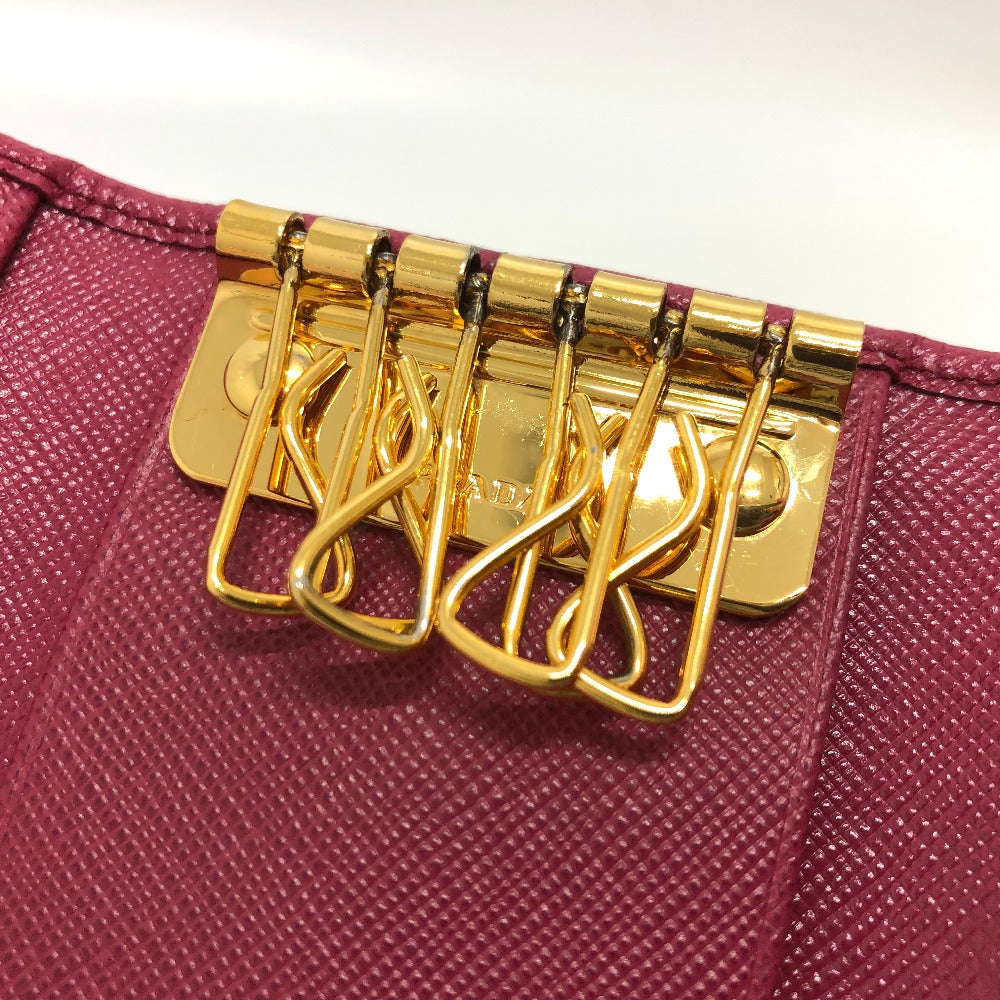 PRADA Key case Key holder 1M0223 Safiano leather pink logo Women Used Authentic