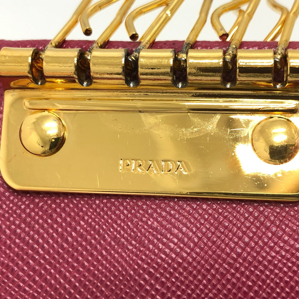 PRADA Key case Key holder 1M0223 Safiano leather pink logo Women Used Authentic