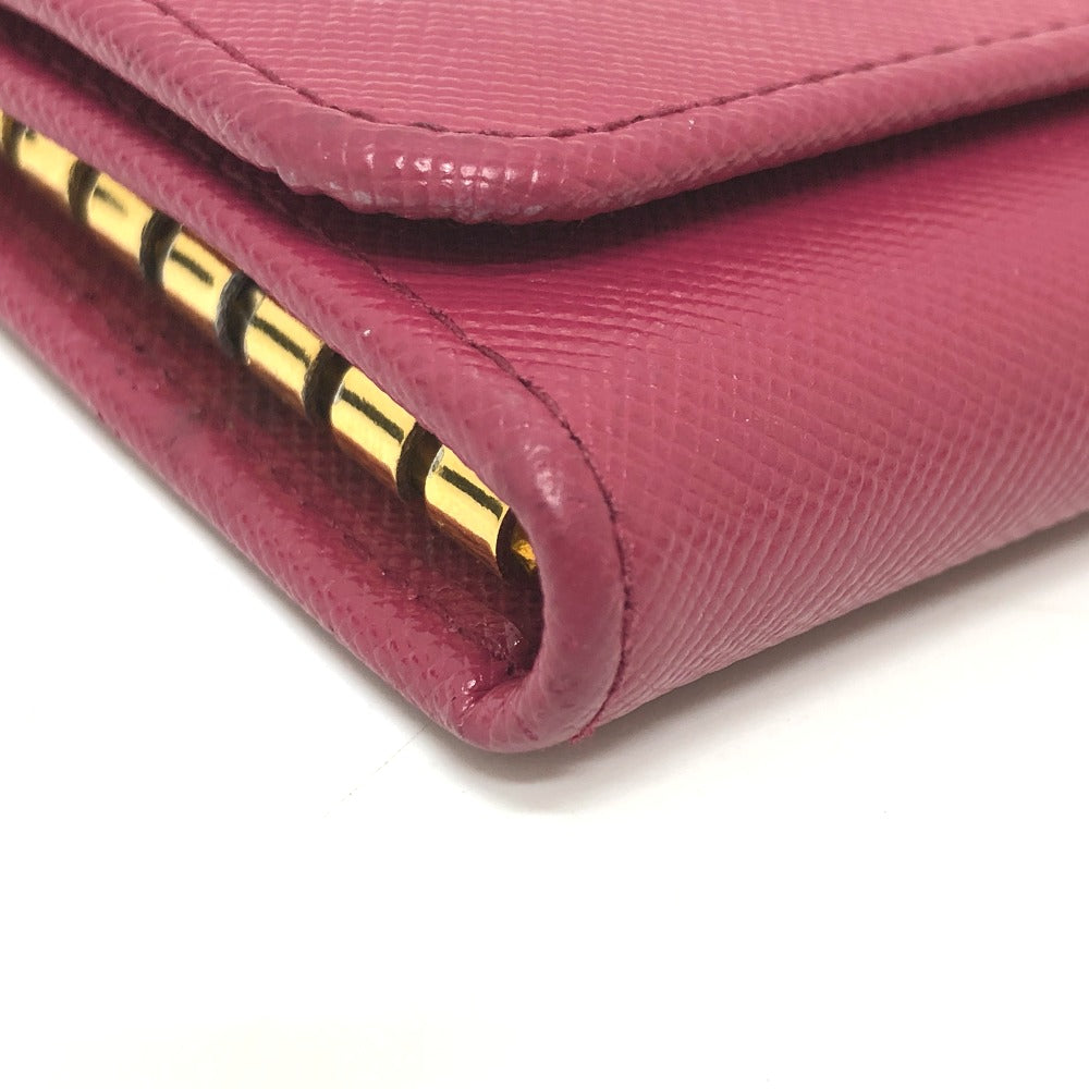 PRADA Key case Key holder 1M0223 Safiano leather pink logo Women Used Authentic