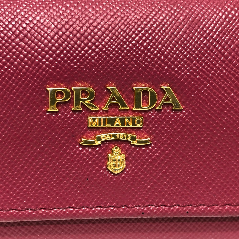 PRADA Key case Key holder 1M0223 Safiano leather pink logo Women Used Authentic