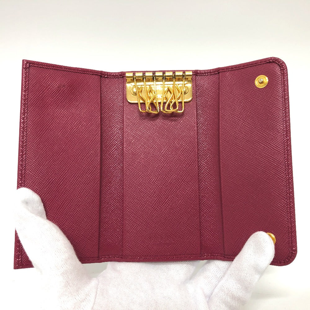 PRADA Key case Key holder 1M0223 Safiano leather pink logo Women Used Authentic