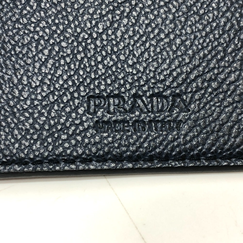 PRADA Long Wallet Purse 2MV015 leather blue Long wallet Vitero Micrograss