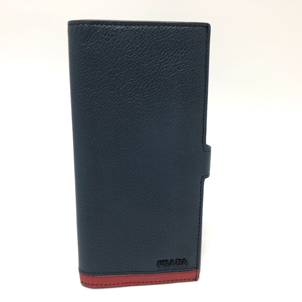 PRADA Long Wallet Purse 2MV015 leather blue Long wallet Vitero Micrograss