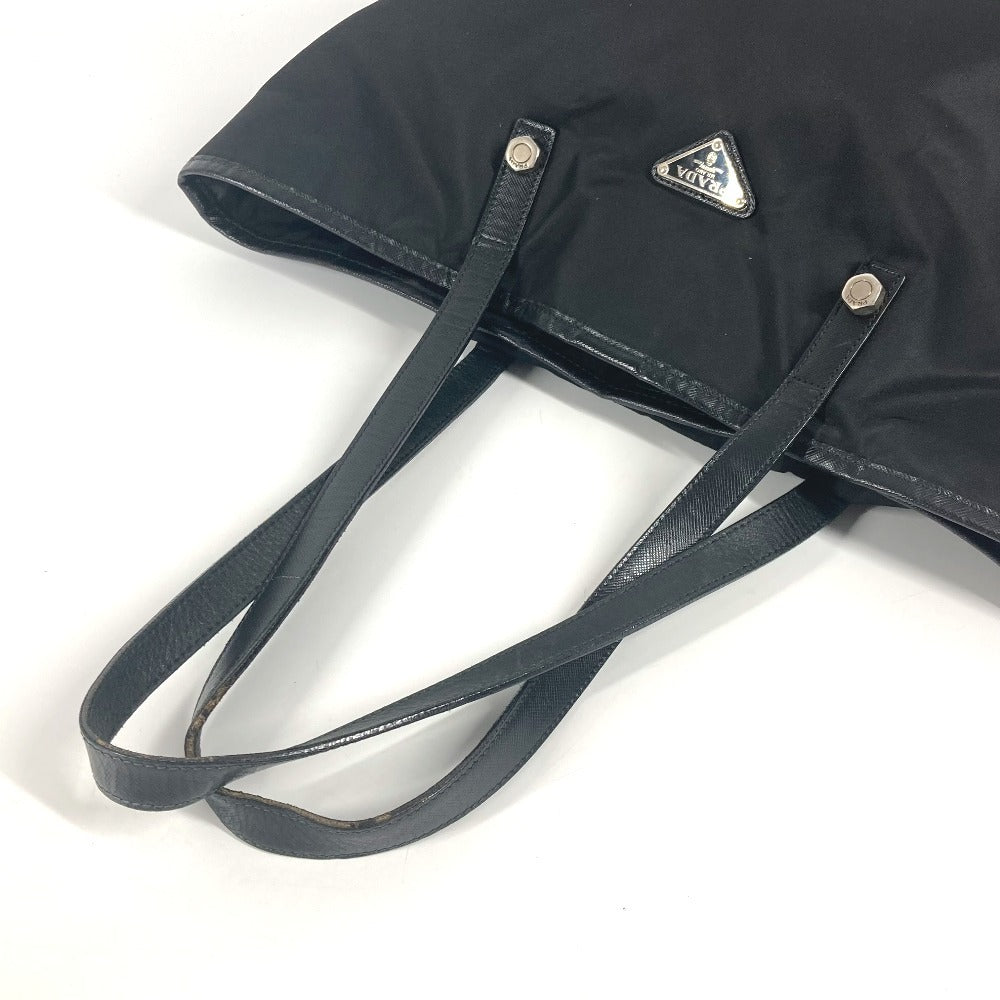 PRADA Tote Bag Nylon / leather black Skull logo