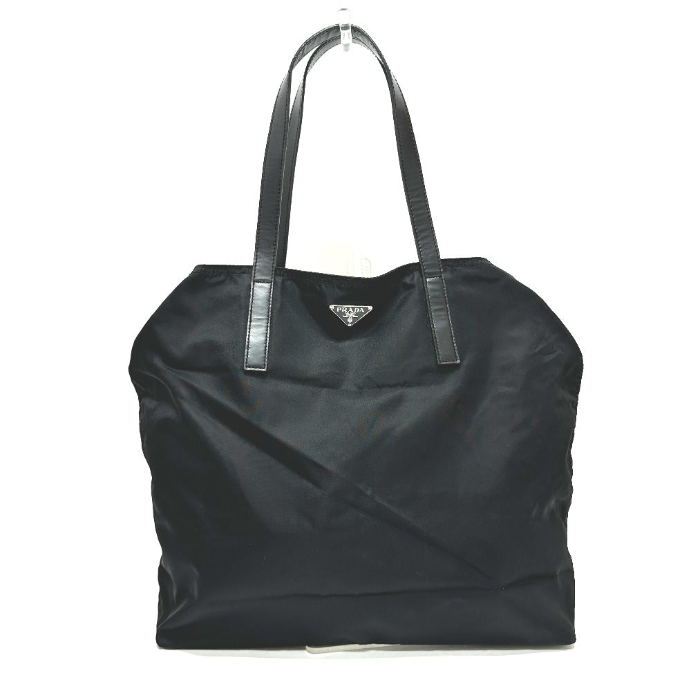 PRADA Tote Bag Nylon black Triangular plate