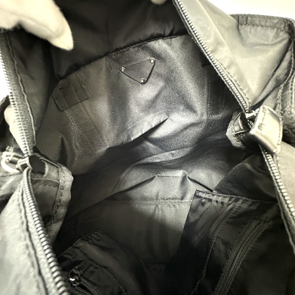 PRADA Tote Bag Nylon black Triangular plate