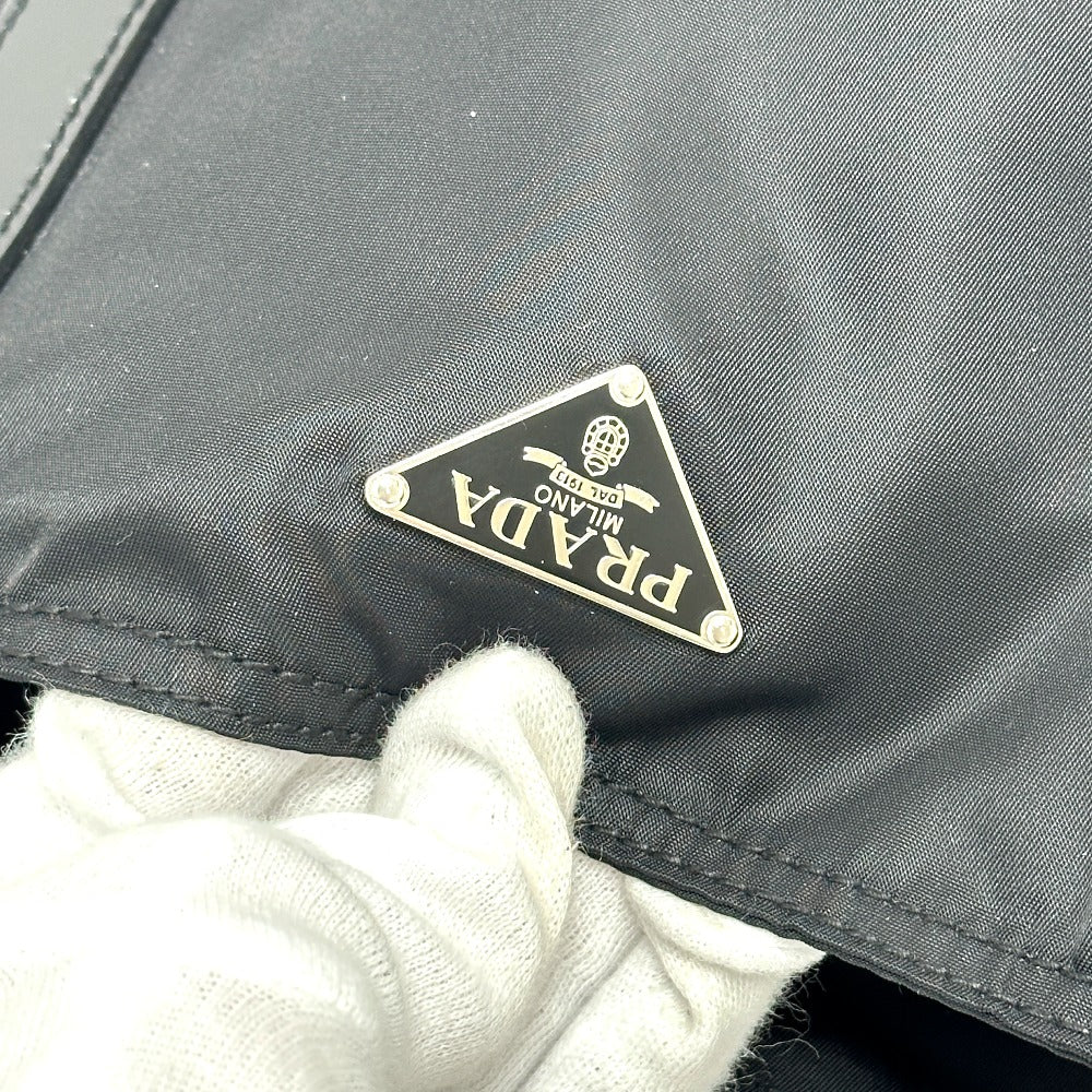 PRADA Tote Bag Nylon black Triangular plate