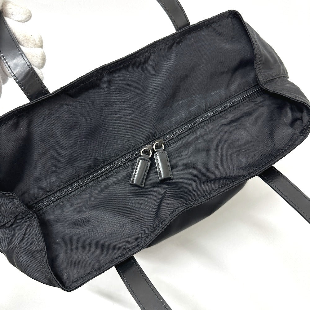 PRADA Tote Bag Nylon black Triangular plate