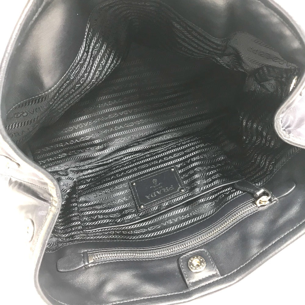 PRADA Handbag BN1841 Nylon / leather Navy logo Women Used Authentic