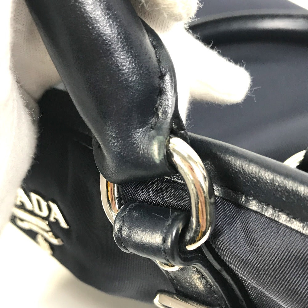 PRADA Handbag BN1841 Nylon / leather Navy logo Women Used Authentic