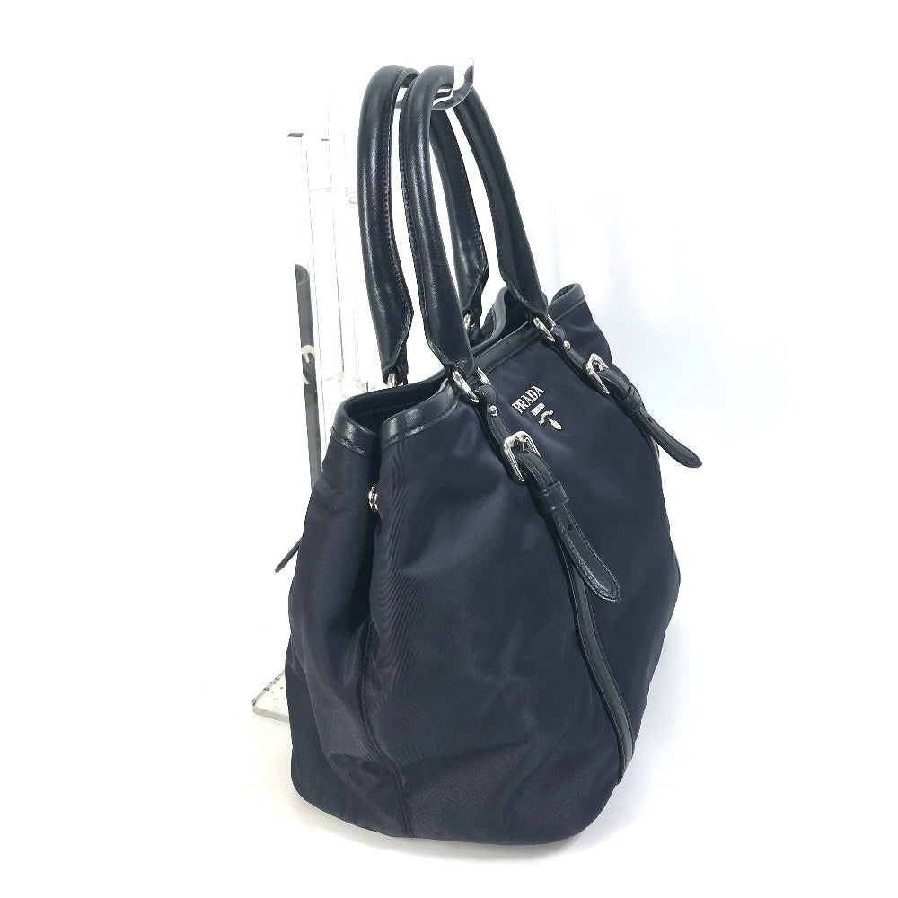 PRADA Handbag BN1841 Nylon / leather Navy logo Women Used Authentic