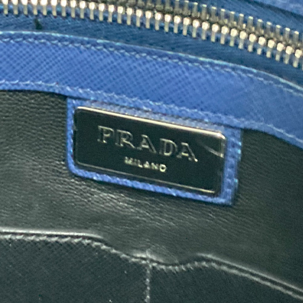 PRADA Tote Bag Safiano leather blue Bag Crossbody Shoulder Bag Triangle logo plate