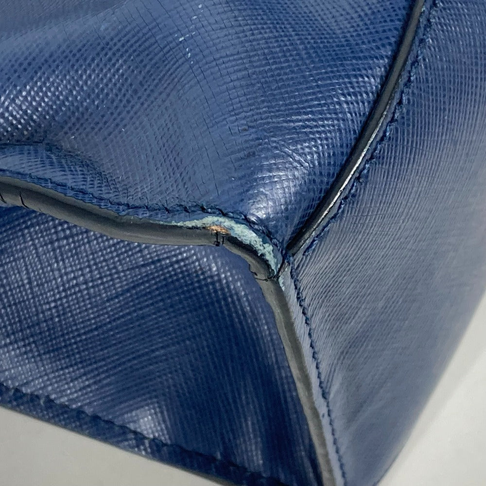 PRADA Tote Bag Safiano leather blue Bag Crossbody Shoulder Bag Triangle logo plate
