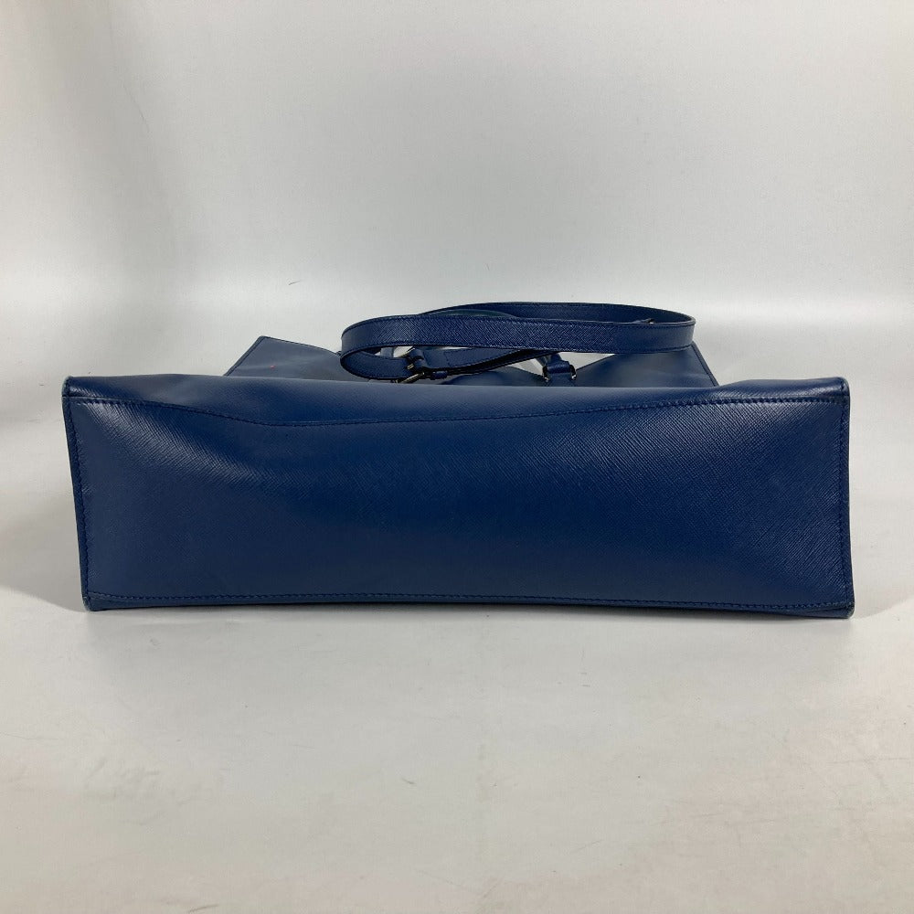 PRADA Tote Bag Safiano leather blue Bag Crossbody Shoulder Bag Triangle logo plate
