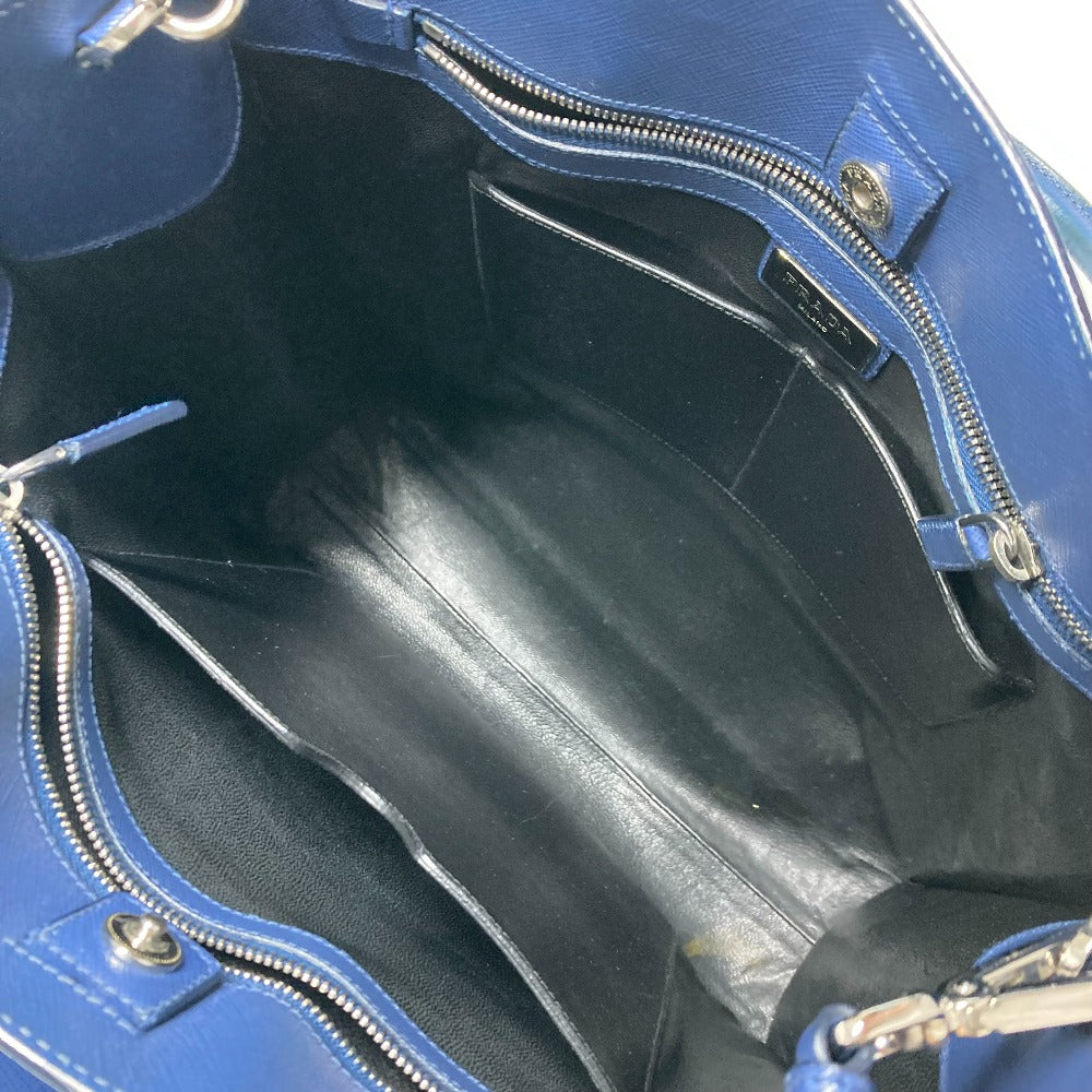 PRADA Tote Bag Safiano leather blue Bag Crossbody Shoulder Bag Triangle logo plate