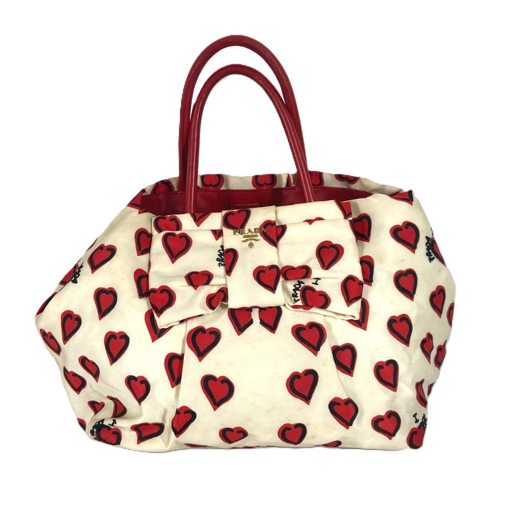 PRADA Tote Bag Leather / nylon white Heart logo