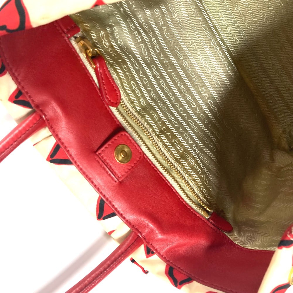 PRADA Tote Bag Leather / nylon white Heart logo