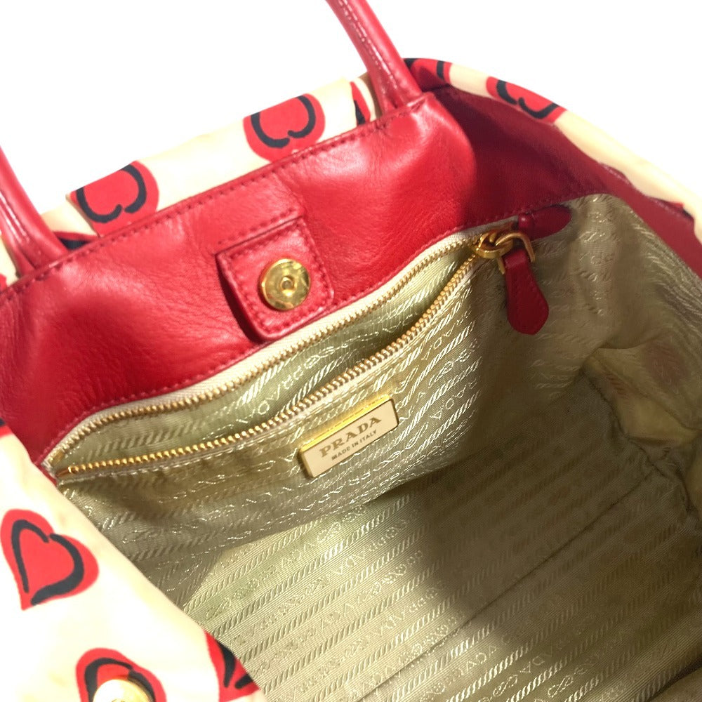 PRADA Tote Bag Leather / nylon white Heart logo