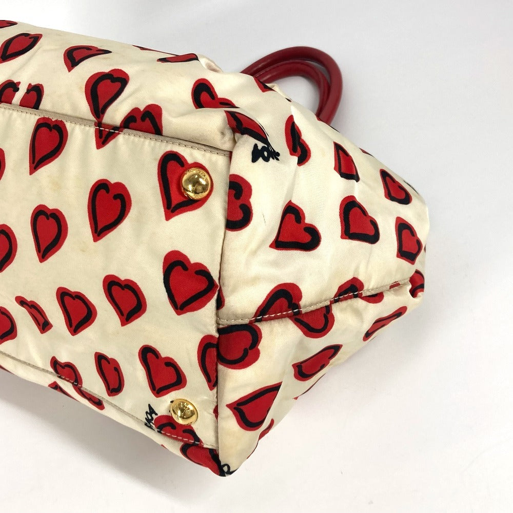 PRADA Tote Bag Leather / nylon white Heart logo