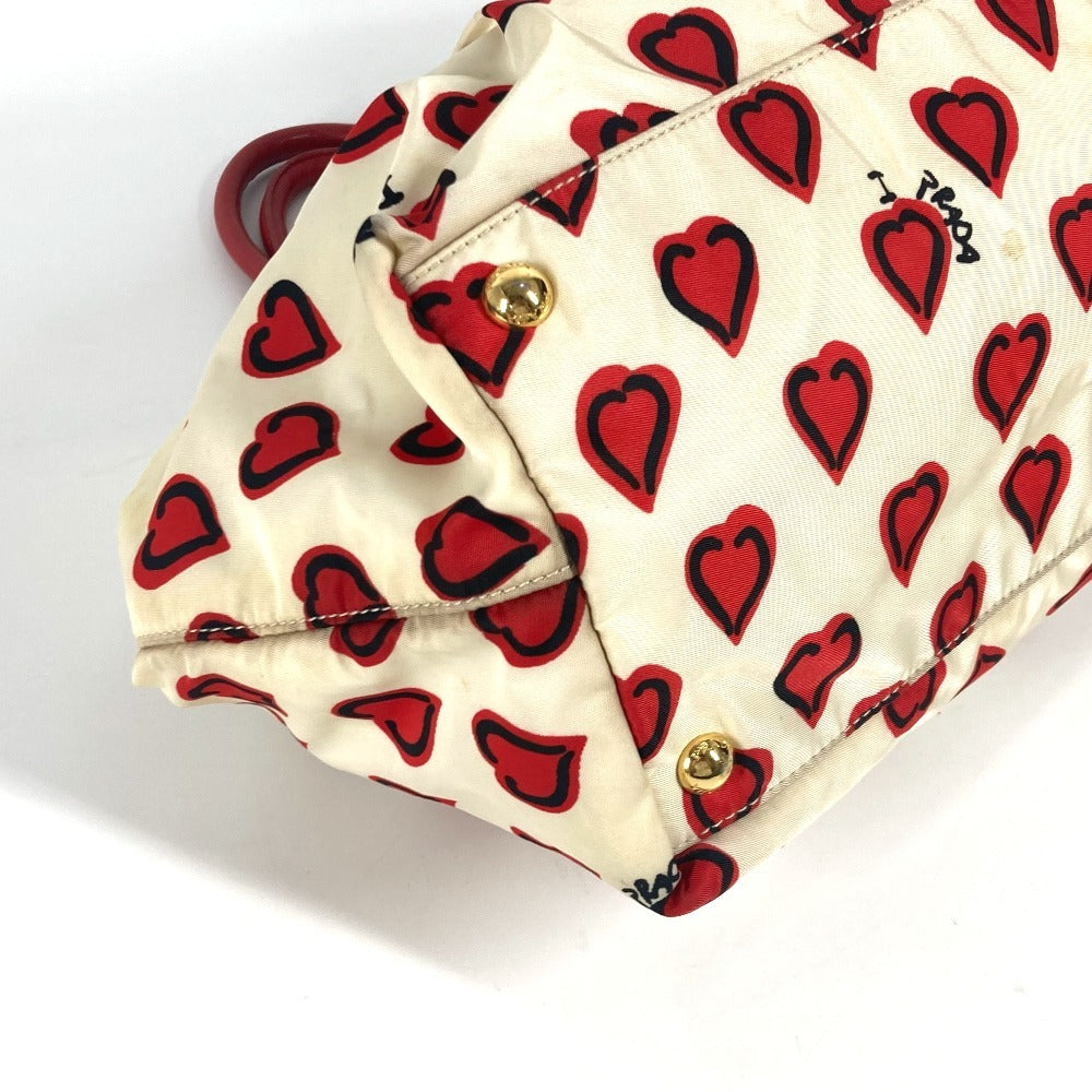 PRADA Tote Bag Leather / nylon white Heart logo