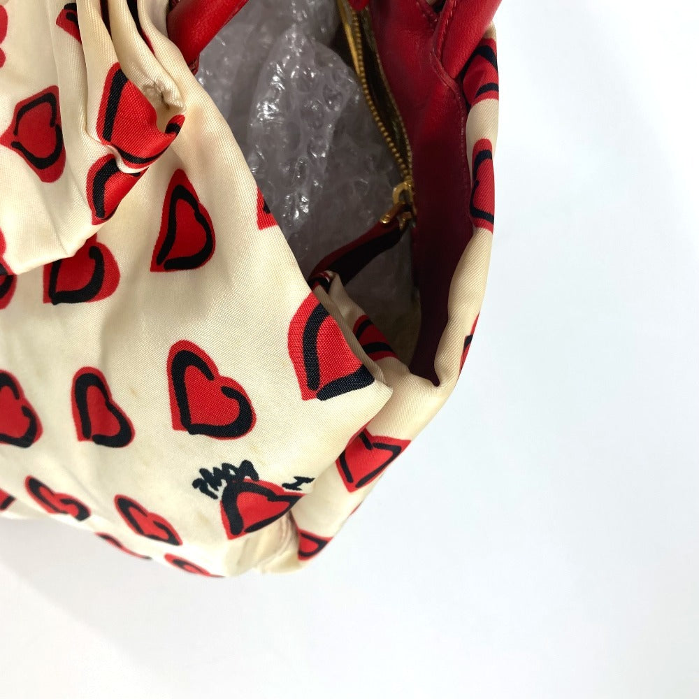 PRADA Tote Bag Leather / nylon white Heart logo