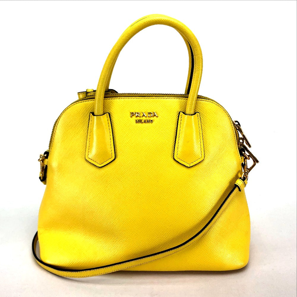 PRADA Handbag BL0902 leather yellow Women Used Authentic