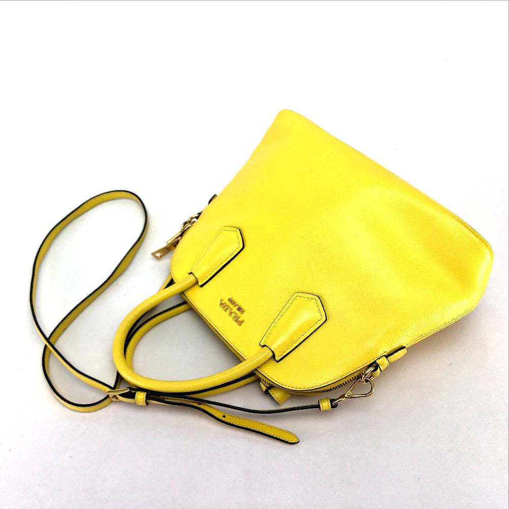 PRADA Handbag BL0902 leather yellow Women Used Authentic