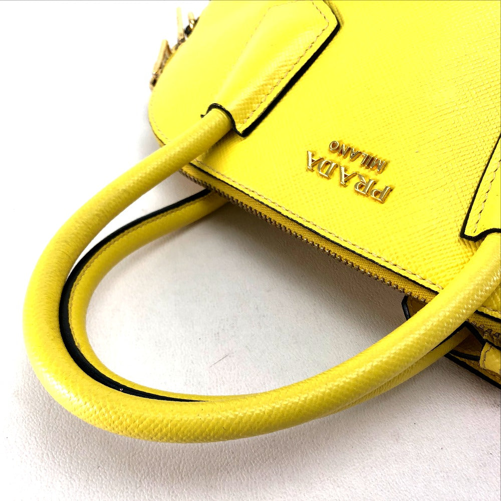 PRADA Handbag BL0902 leather yellow Women Used Authentic
