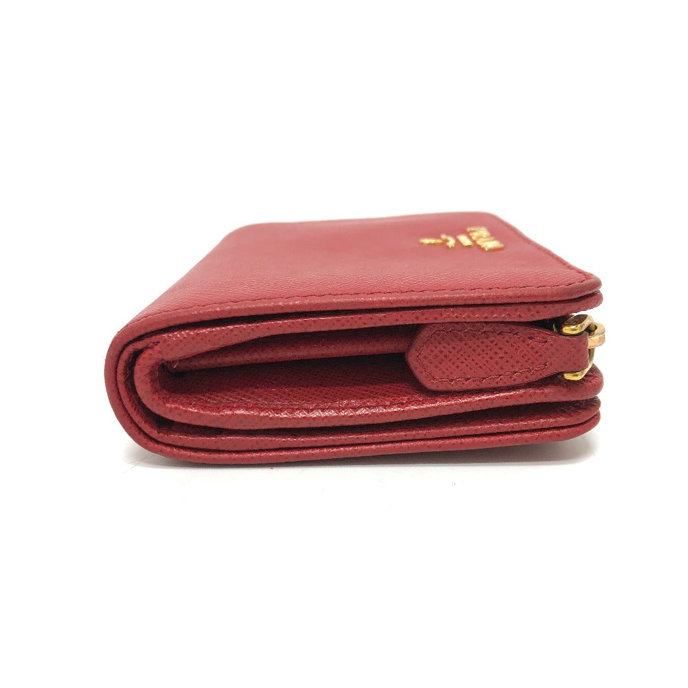 PRADA Folded wallet 1ML018 Safiano leather Red logo Women Used Authentic