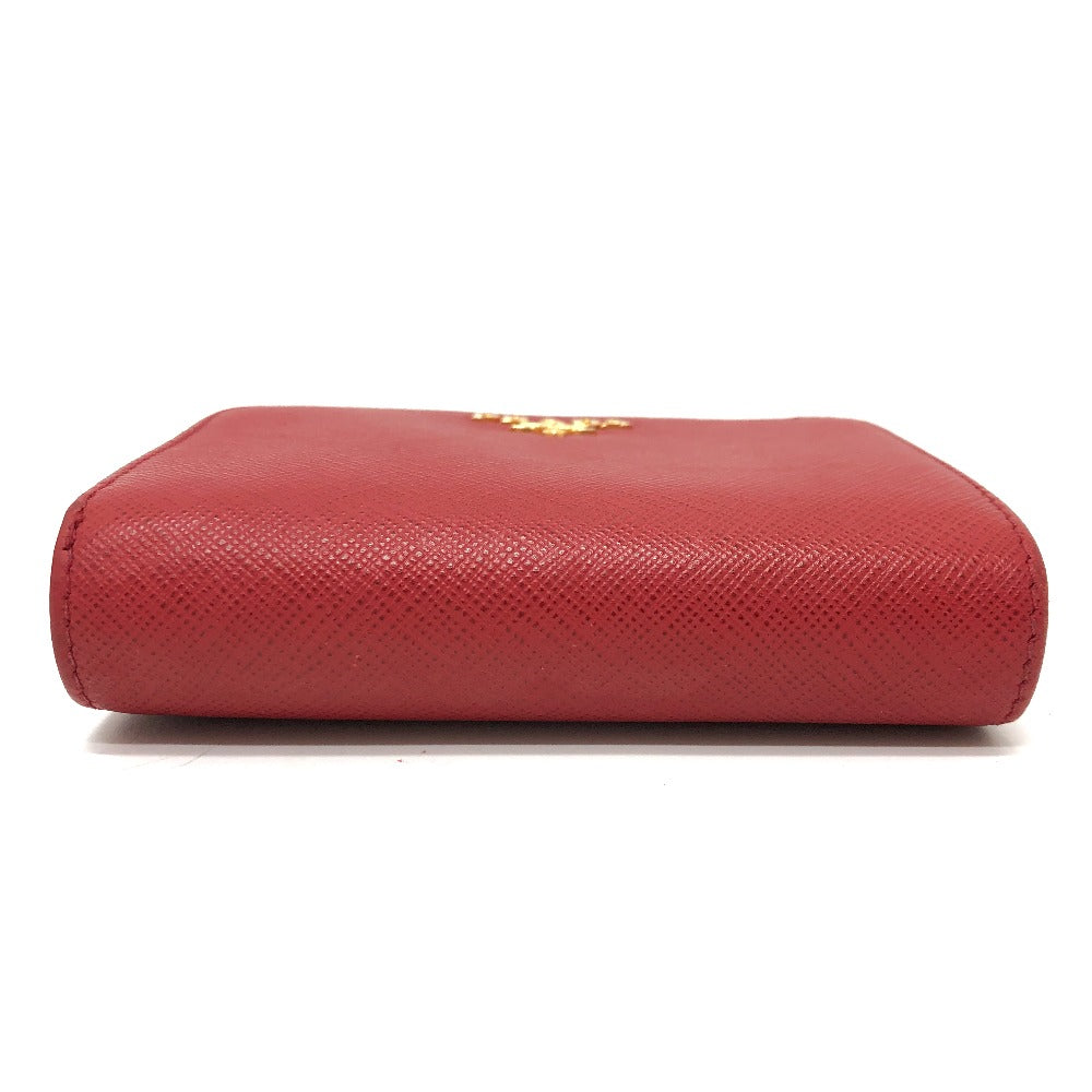 PRADA Folded wallet 1ML018 Safiano leather Red logo Women Used Authentic