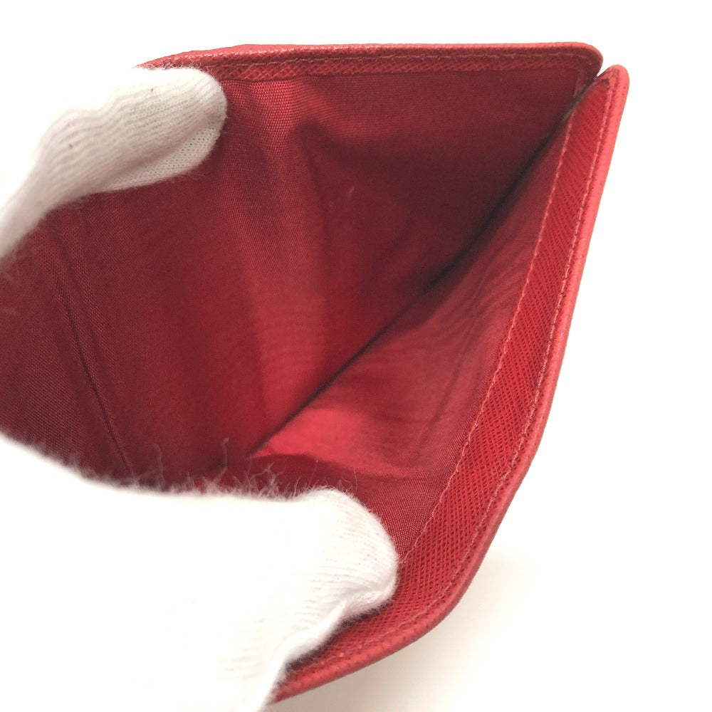 PRADA Folded wallet 1ML018 Safiano leather Red logo Women Used Authentic