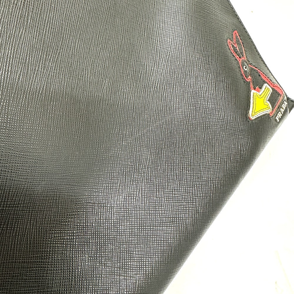 PRADA Clutch bag 2NG001 Safiano leather black logo rabbit