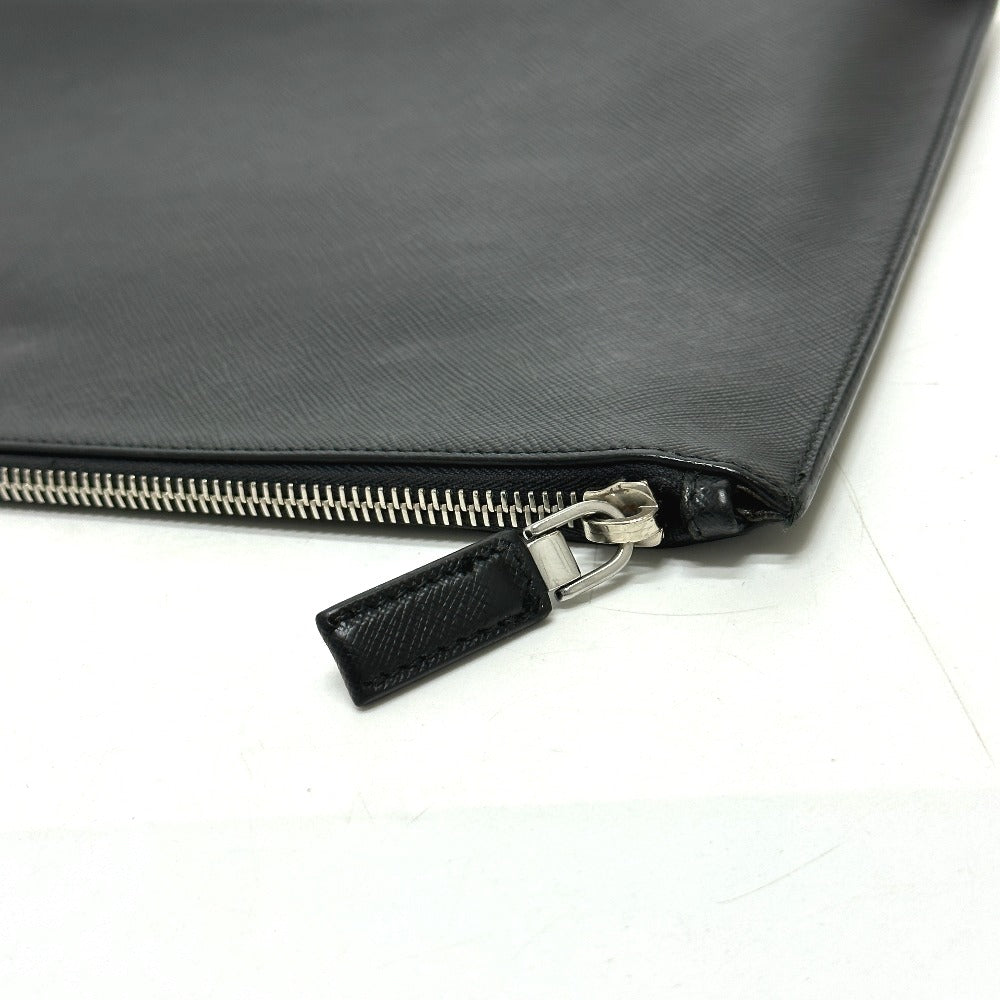 PRADA Clutch bag 2NG001 Safiano leather black logo rabbit
