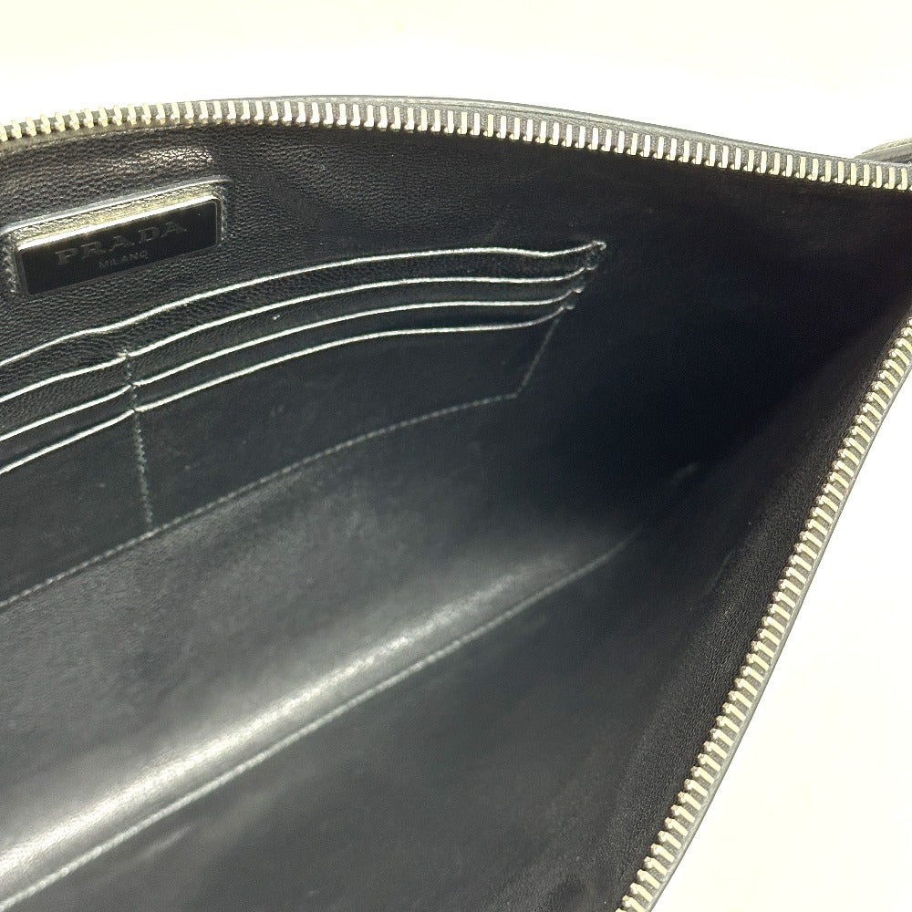 PRADA Clutch bag 2NG001 Safiano leather black logo rabbit