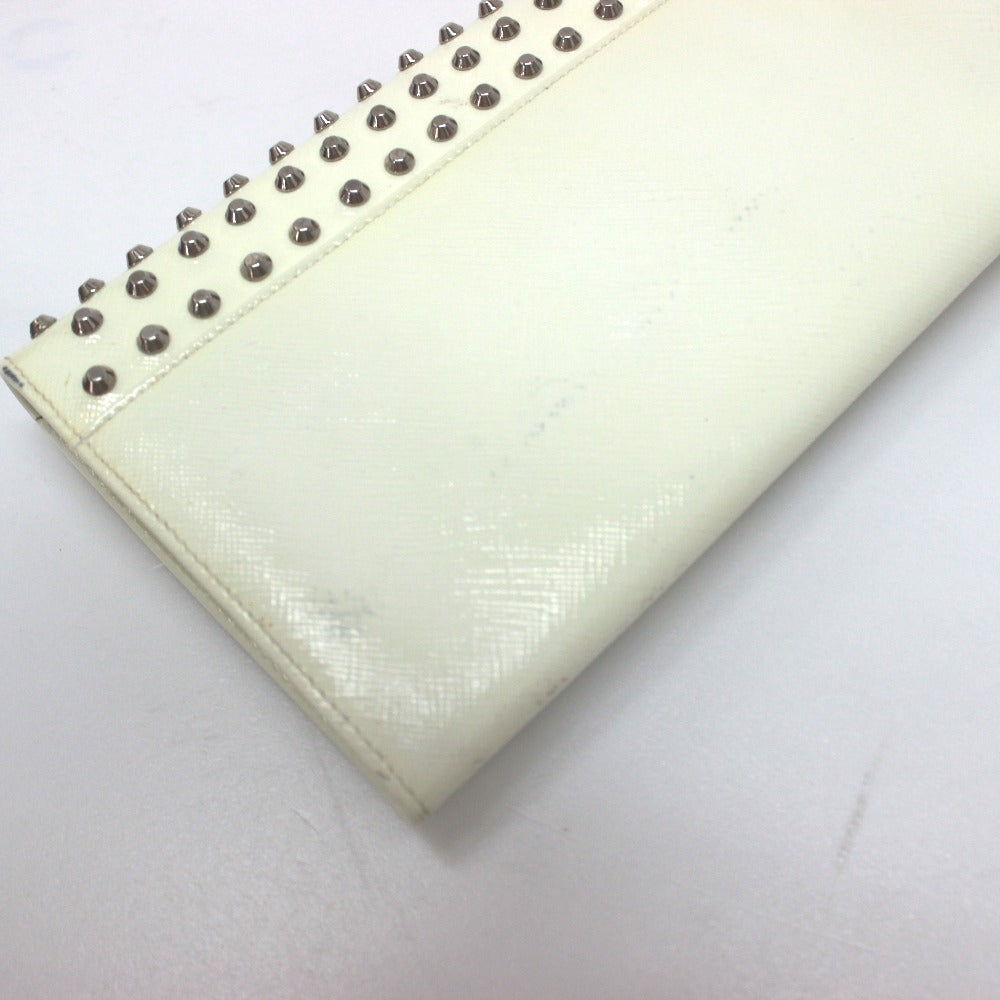PRADA Long Wallet Purse leather white Wallet bag Studs