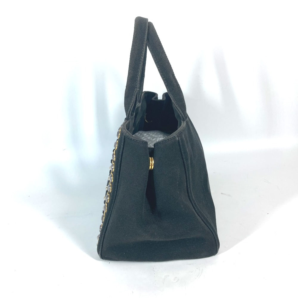 PRADA Tote Bag 1BG439 canvas black Crossbody Canapa S with Stones