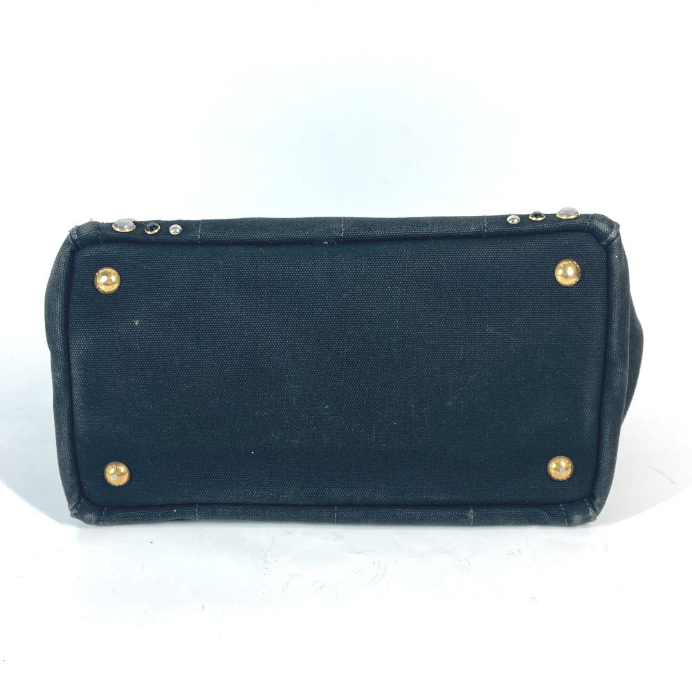 PRADA Tote Bag 1BG439 canvas black Crossbody Canapa S with Stones