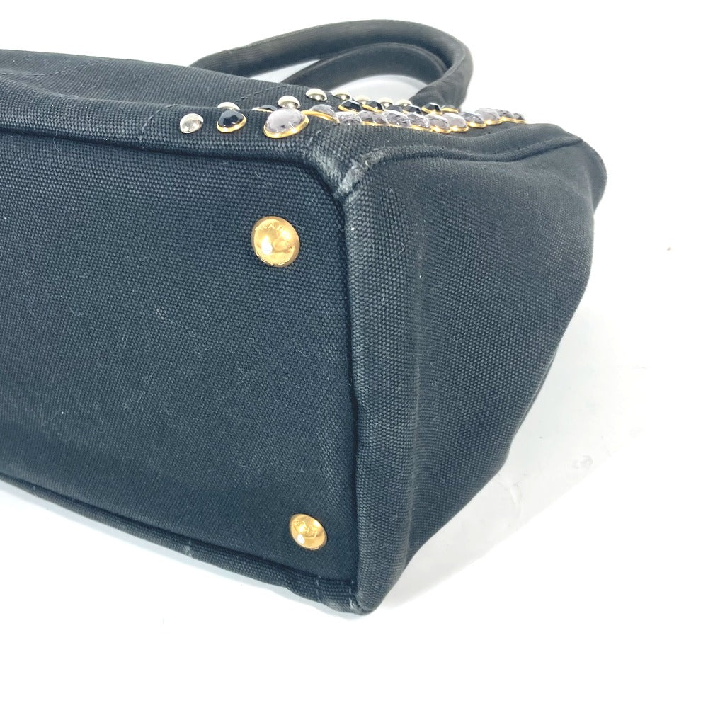 PRADA Tote Bag 1BG439 canvas black Crossbody Canapa S with Stones