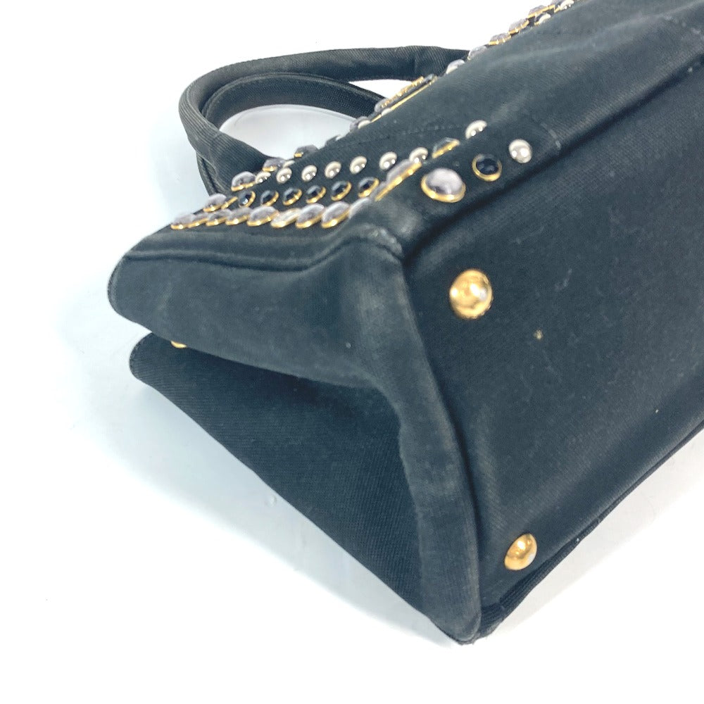 PRADA Tote Bag 1BG439 canvas black Crossbody Canapa S with Stones