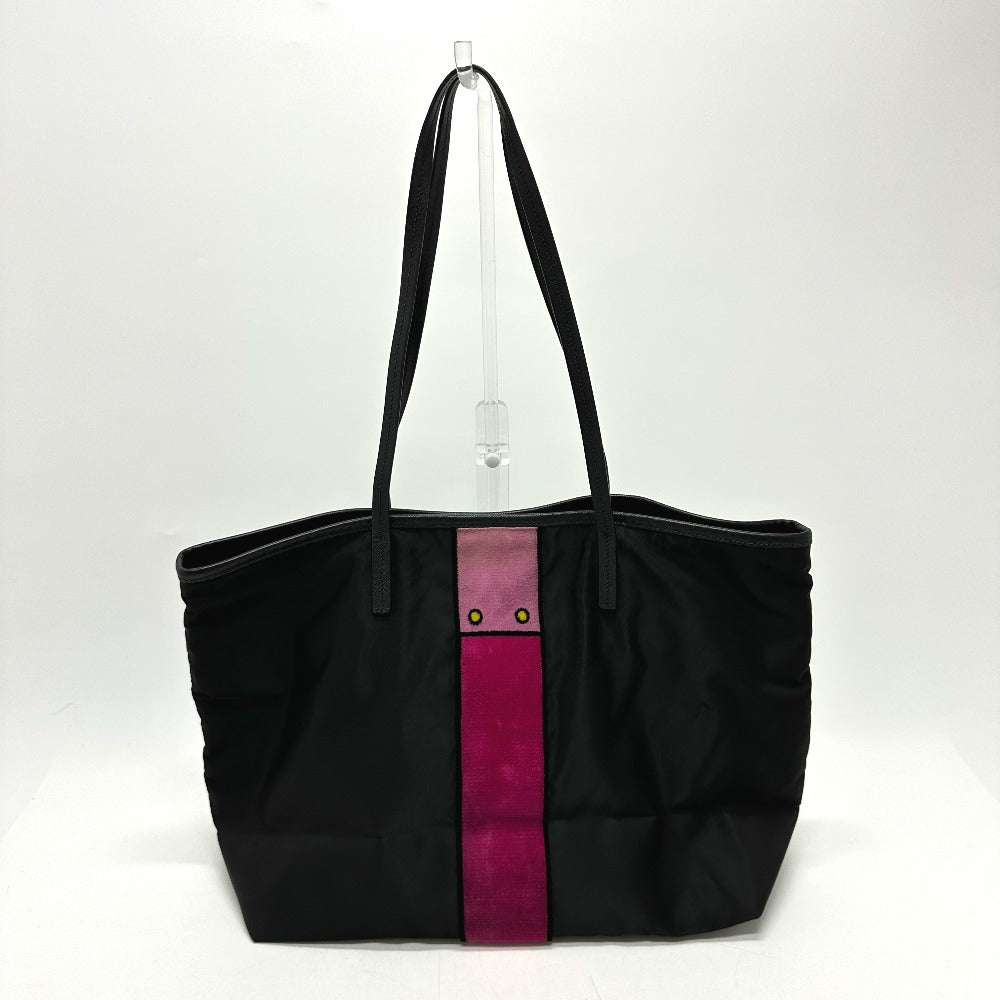 PRADA Tote Bag 1BG065 Nylon, Velour black Kaye trompe l'oeil