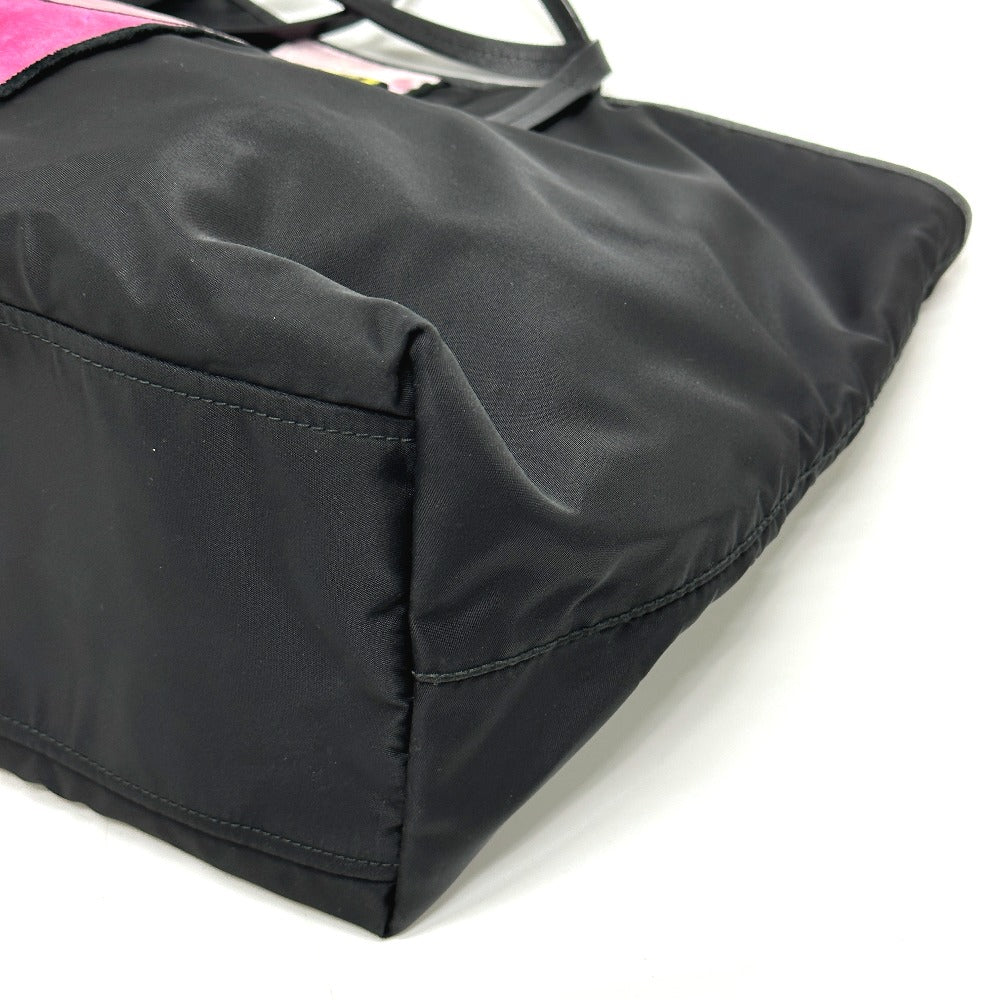 PRADA Tote Bag 1BG065 Nylon, Velour black Kaye trompe l'oeil