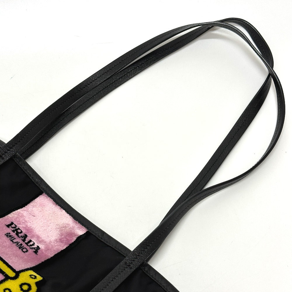 PRADA Tote Bag 1BG065 Nylon, Velour black Kaye trompe l'oeil