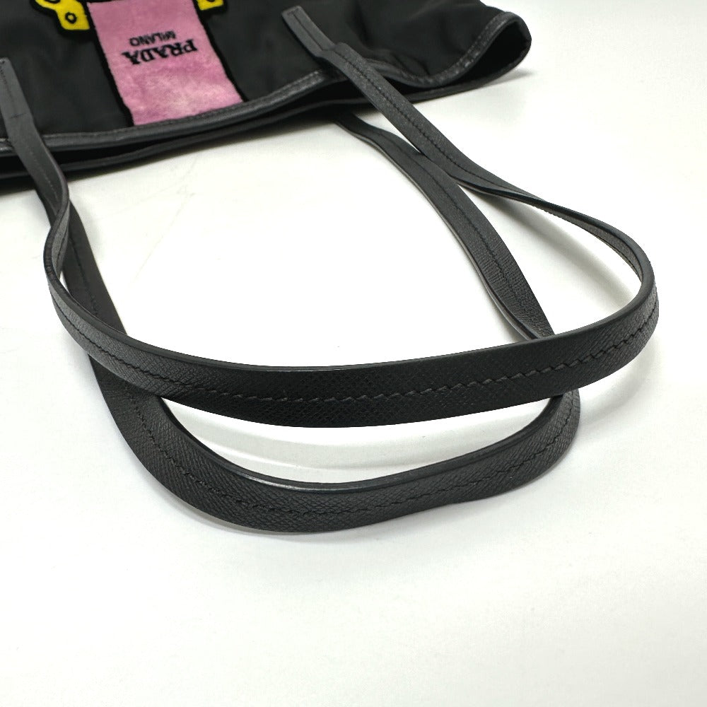 PRADA Tote Bag 1BG065 Nylon, Velour black Kaye trompe l'oeil