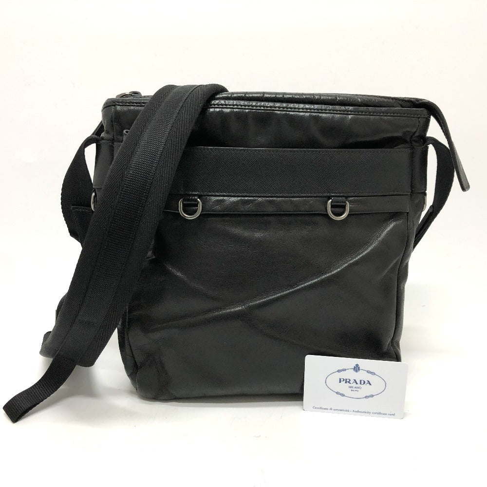 PRADA Shoulder Bag 2VH022 leather black Messenger