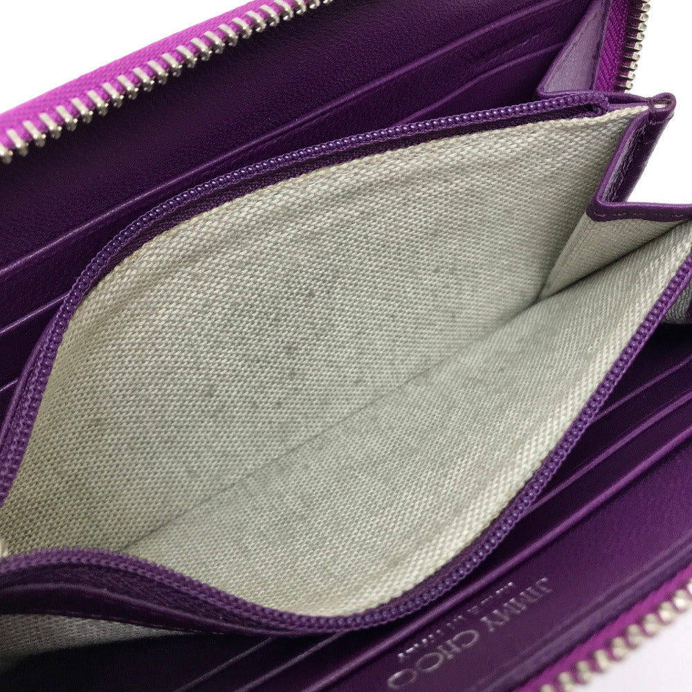 JIMMY CHOO Long Wallet Purse 163FILIPA.CIM Patent leather Metallic purple Star stud filipa Wallet unisex(Unisex) Used Authentic