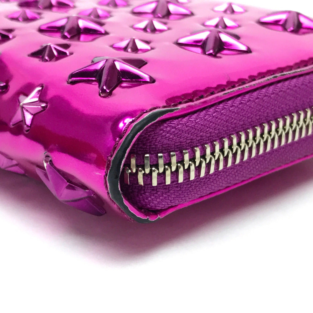 JIMMY CHOO Long Wallet Purse 163FILIPA.CIM Patent leather Metallic purple Star stud filipa Wallet unisex(Unisex) Used Authentic